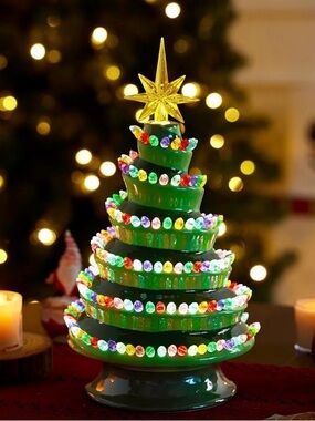 Joiedomi 12" Tabletop Prelit Ceramic Christmas Tree with 220 Multicolor Lights